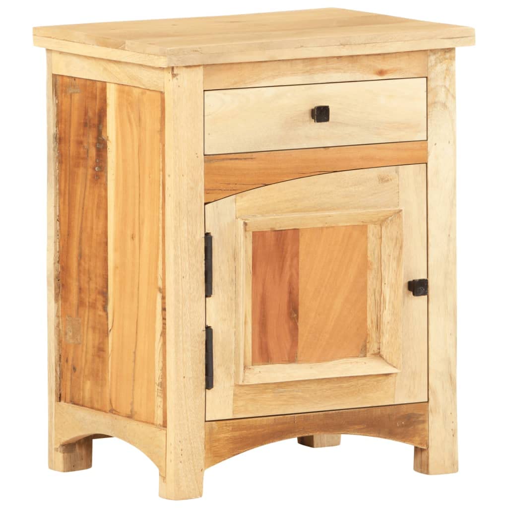 vidaXL Reclaimed Solid Wood Bedside Cabinet - Mid-Century Nightstand with Drawer and Door